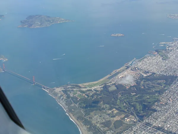 San Francisco, with Alcatraz at the top, just right of center.