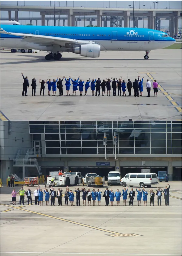 Festive send-off for the first flight of the summer season from Dallas, Texas, with the entire airport handling staff and a special delegation waving us off.