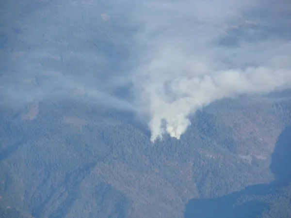 Forest fire just outside San Francisco during our climb out on the return flight to Amsterdam.