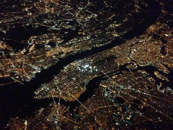 Manhattan, New York City, with Times Square at its brightest, on the way home from Atlanta.