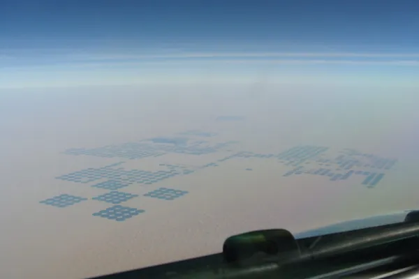 Surreal every time: giant green irrigation circles in the bone-dry Sahara of Libya.